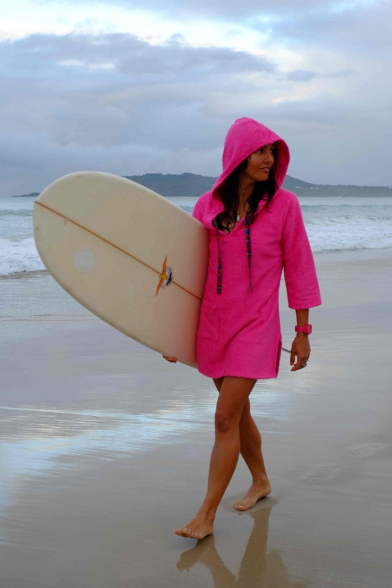 Hooded towel surf dress and changing robe poncho for beach