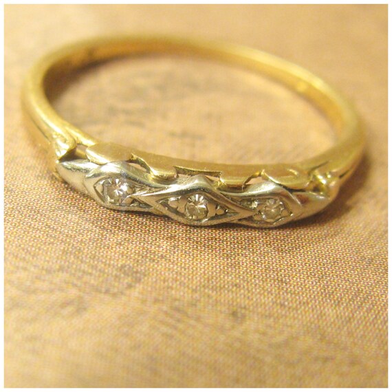 Vintage Art Deco Bluebird 14K 18K Two Tone Diamond Wedding