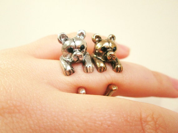 Bear Ring Adjustable Bear Ring Cute Bear Rings by TriangleJewelry