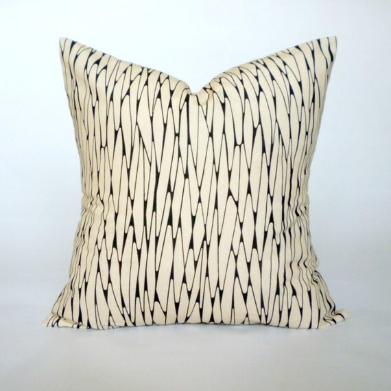 Black & Cream Pillow Cover Decorative Throw Pillow by KFHomeDesign