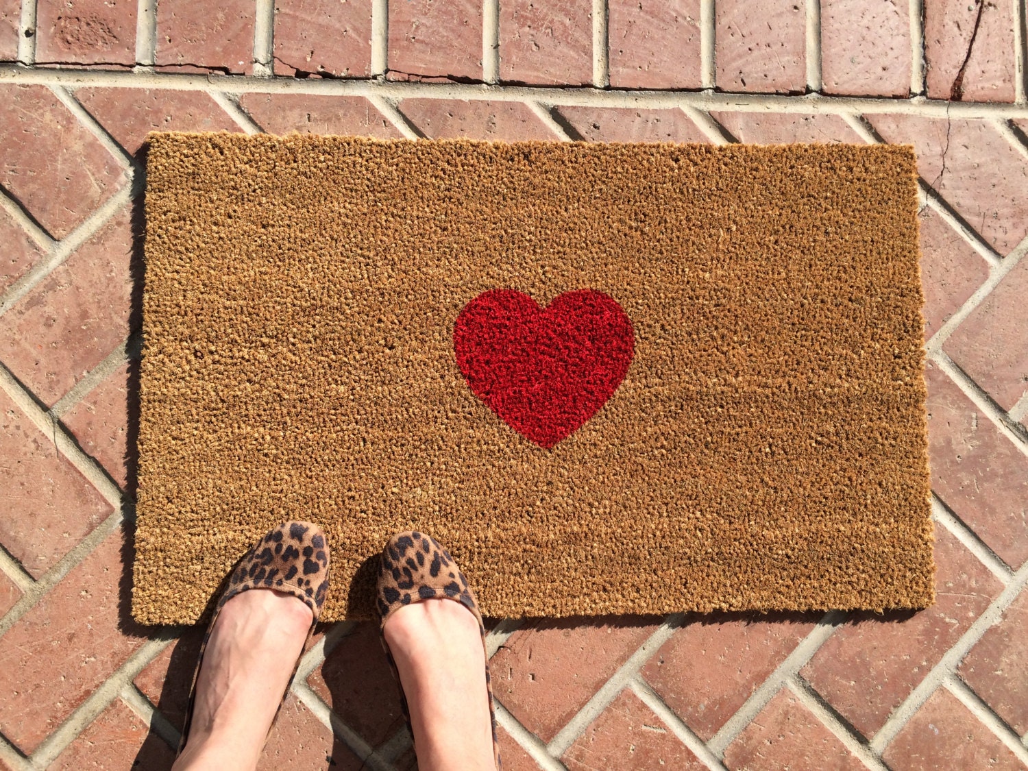 Heart Mat / Hand painted customizable doormat