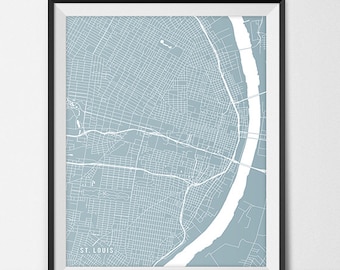 St. Louis Map Print, St. Louis Poster of Missouri Map of St Louis Print Gift MO Map St Louis Missouri Poster Wall Decor
