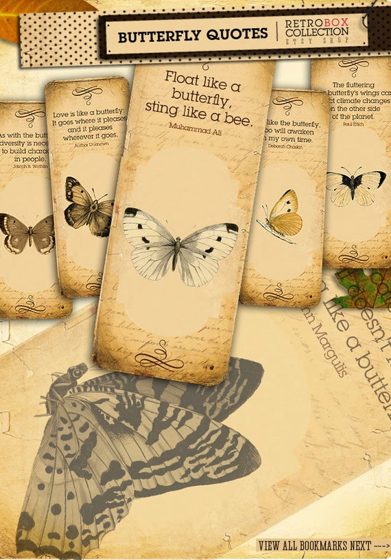 butterfly quotes bookmarks 12 vintage digital printable