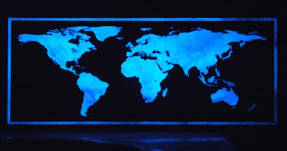Map Of The World Glow Items similar to Glow In The Dark World Map - 14.5" x 6" - Night Light - Home Decoration Wall Piece on Etsy