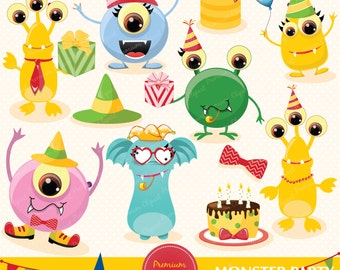 Monsters digital clipart, Monsters clip art, Monsters birthday party, Monsters party for personal and commercial use - CA142