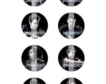 INSTANT DOWNLOAD. Insurgent inspired 4x6" Digital collage sheet of 1" round images for Bottle Caps or other similar crafts