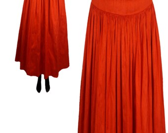 Nicki Hill 80s / 90s full skirt pure silk with attached net petticoat Swing Dance Rockabilly Red UK 10