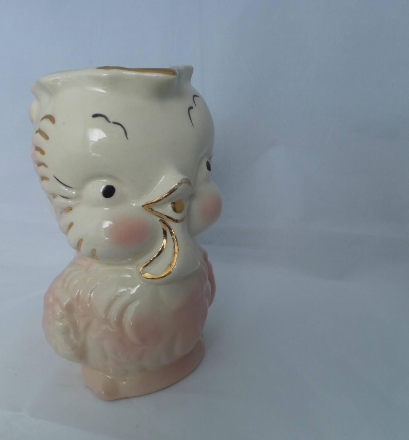 Vintage Owl Pitcher Pink Shawnee Pottery Bird 1950s by Duckwells