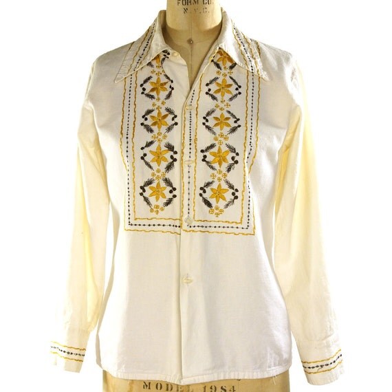 70s Embroidered Peasant Blouse / Vintage 1970s Ethnic Bohemian