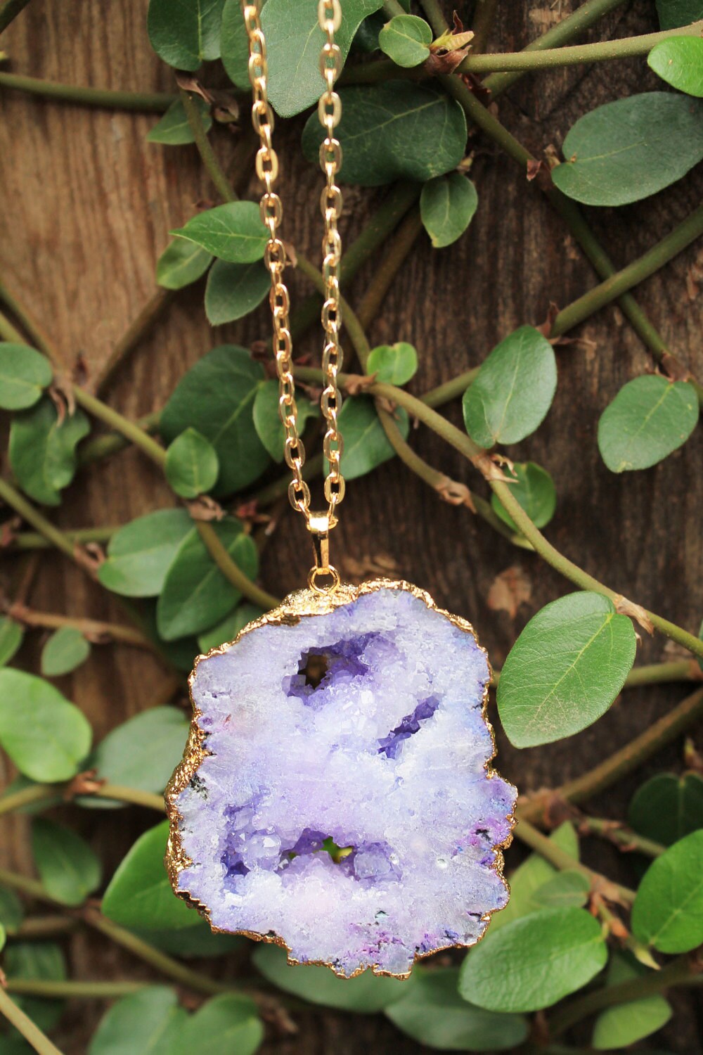 Pendant Necklace Geode Pendant Druzy Geode Natural Stone