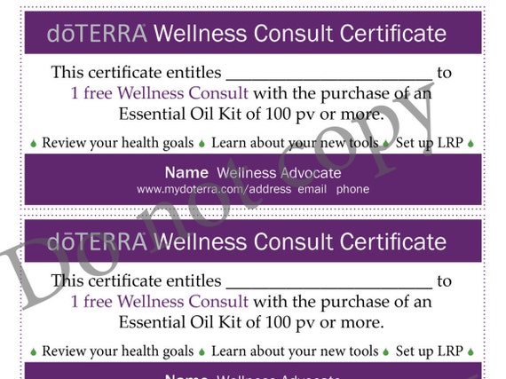 doTERRA Wellness Consult Certificate by McMillanDesign on Etsy