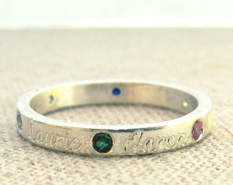 Birthstone - Mom - Mom Gift - Mothers Day Birthstone Ring - Name and Birthstone Ring - Mother Ring - Mother's Day Gift
