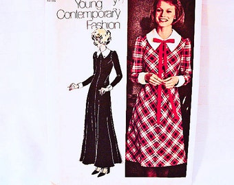 1970s Maxi Dress Pattern Misses size 12 Vintage 70s Simplicity Young Contemporary Fashion Dress Sewing Patterns