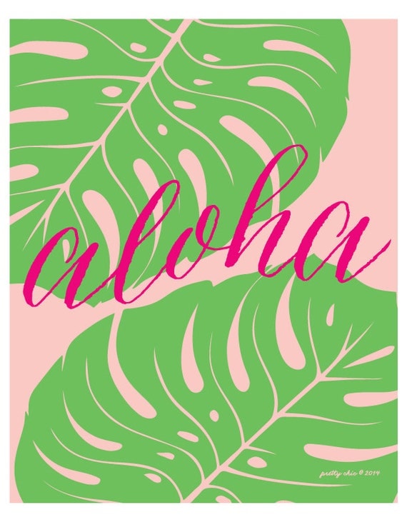 Aloha Leaf Print Tropical Beach Summer Bar by prettychicsf