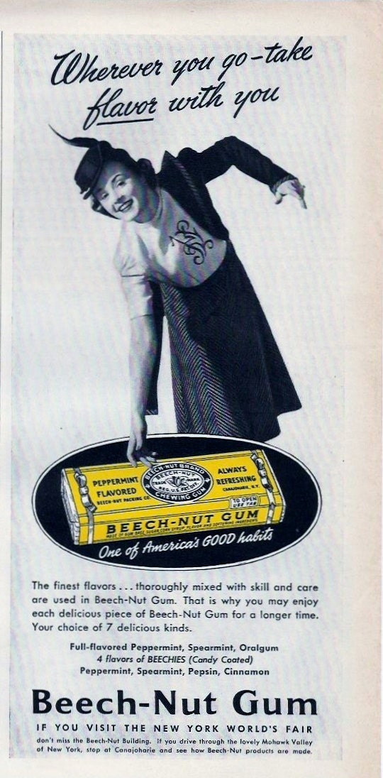 1940 Beech Nut Gum Advertisement Beech Nut Gum Vintage