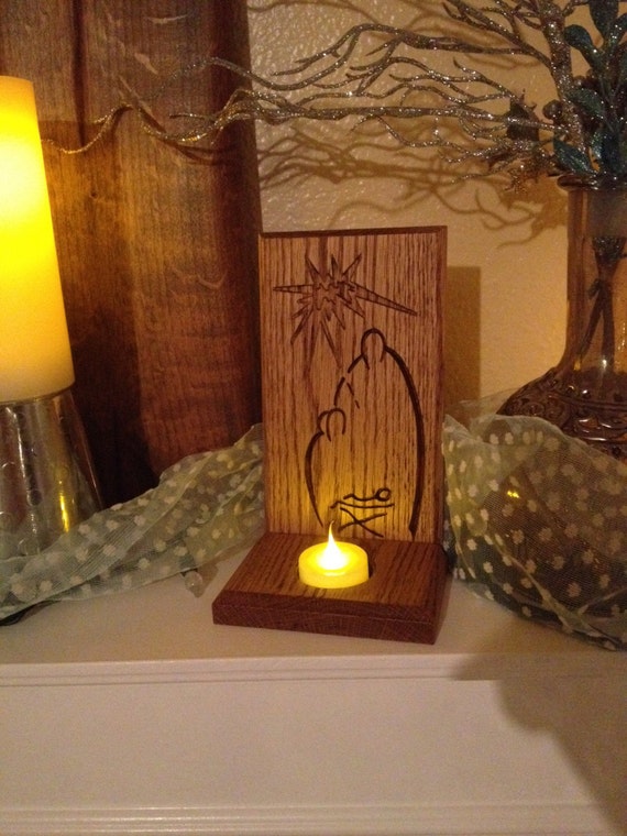 Items similar to Nativity Scene Candle Holder on Etsy