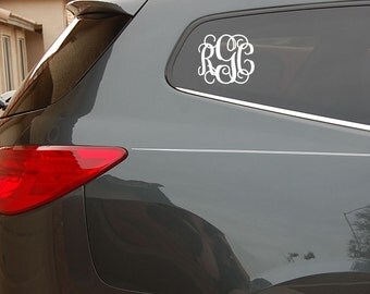 Car Monogram decal, Vinyl monogram sticker, Truck decals, Monogram letters, Cursive decal, Script letters, Car decals for women, Auto decor