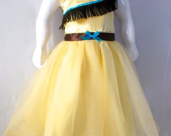 Pocahontas Dress: Tutu Dress, beige brown & turquoise, birthday party, princess dinner trip, adjustable, halloween costume, indian princess