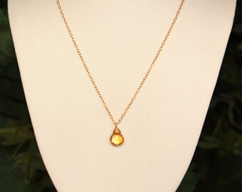 Citrine Necklace, Small Citrine Pendant, November Birthstone, Yellow Gemstone, Layering Necklace, Delicate, Dainty, Minimalist, Layered