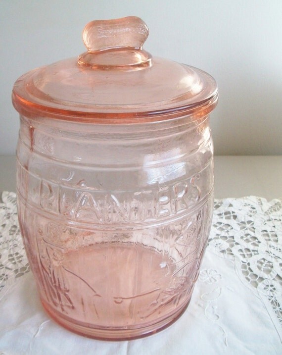 Planter's Peanuts Vintage Pink Jar Peanut/Cookie Jar by naturepoet