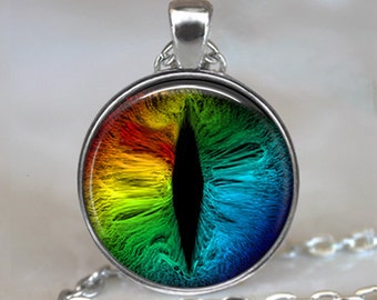 Rainbow Dragon Eye pendant, Dragon jewelry, dragon necklace, Dragon geekery, rainbow pendant rainbow necklace keychain key chain