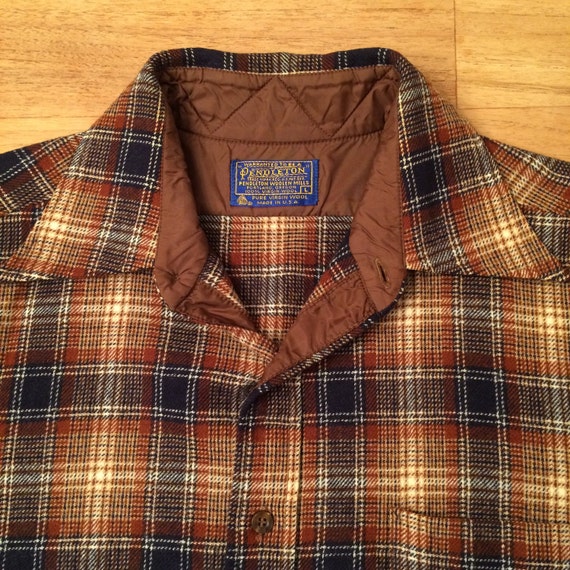 Pendleton Wool Vintage Men's Shirt Brown Plaid Size L
