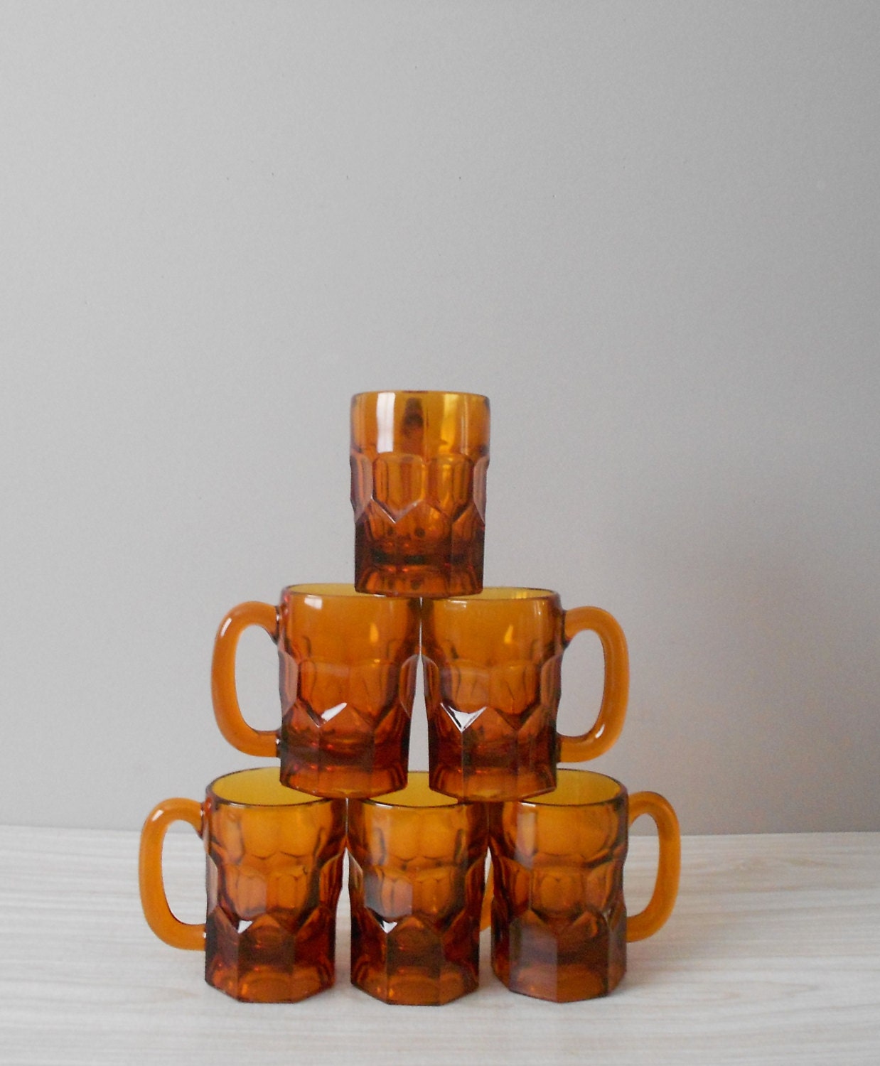 thick heavy amber glass beer mugs / set of 6 Haute Juice