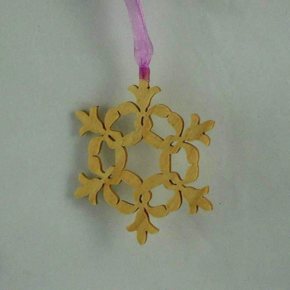 Snowflake Christmas Ornament Handmade From Birch Wood