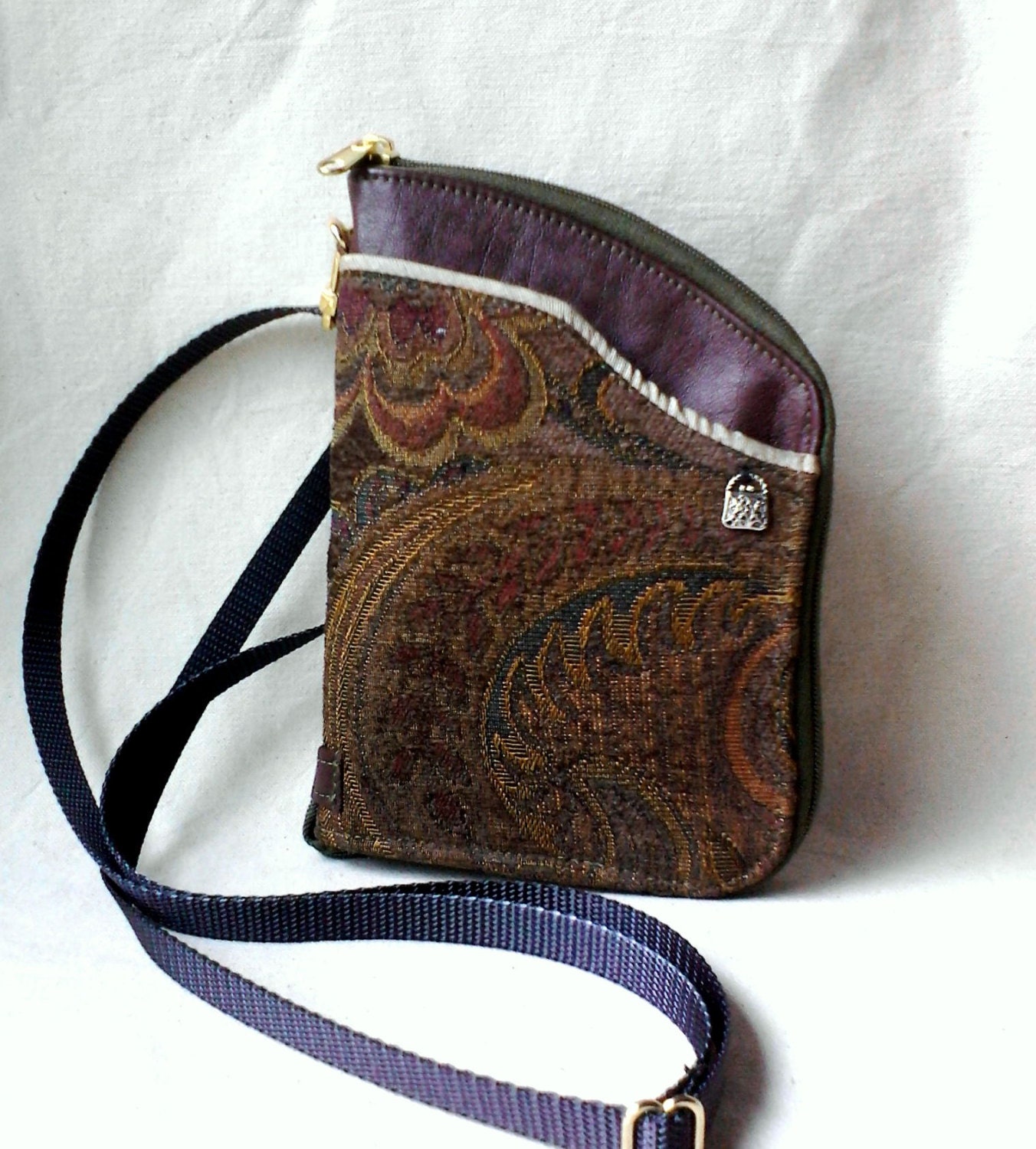WALLET SLING Tapestry And Leather Cross body 17 by JoeyandMe
