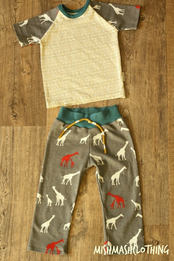 Baby boy outfit Organic boy pants and tee by MishmashClothing