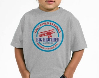 Only Child Expiring Shirt - Vintage Bi-Plane Stamp - Personalized Shirt - Big Brother Shirt - Pregnancy Reveal