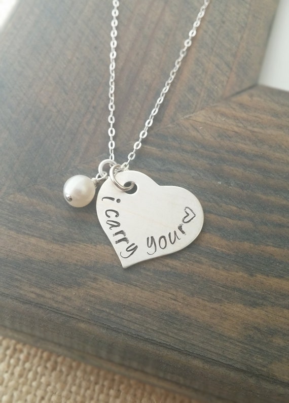 I Carry Your Heart Necklace / Sterling Silver Hand Stamped