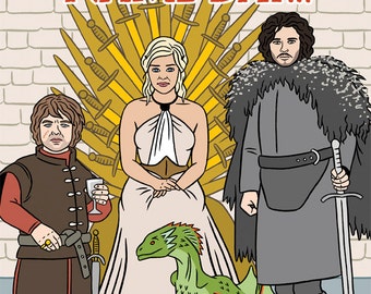 Item 896-On Your Name Day - Jon Snow, Tyrion Lannister, Daenerys Targaryen, Birthday, Greeting Card, Friendship, Hand Illustration