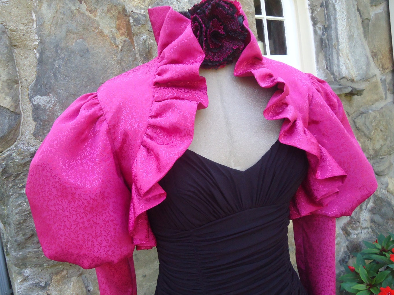 RESERVED FOR KRISTEN Fuschia pink ruffled bolero Effie jacket