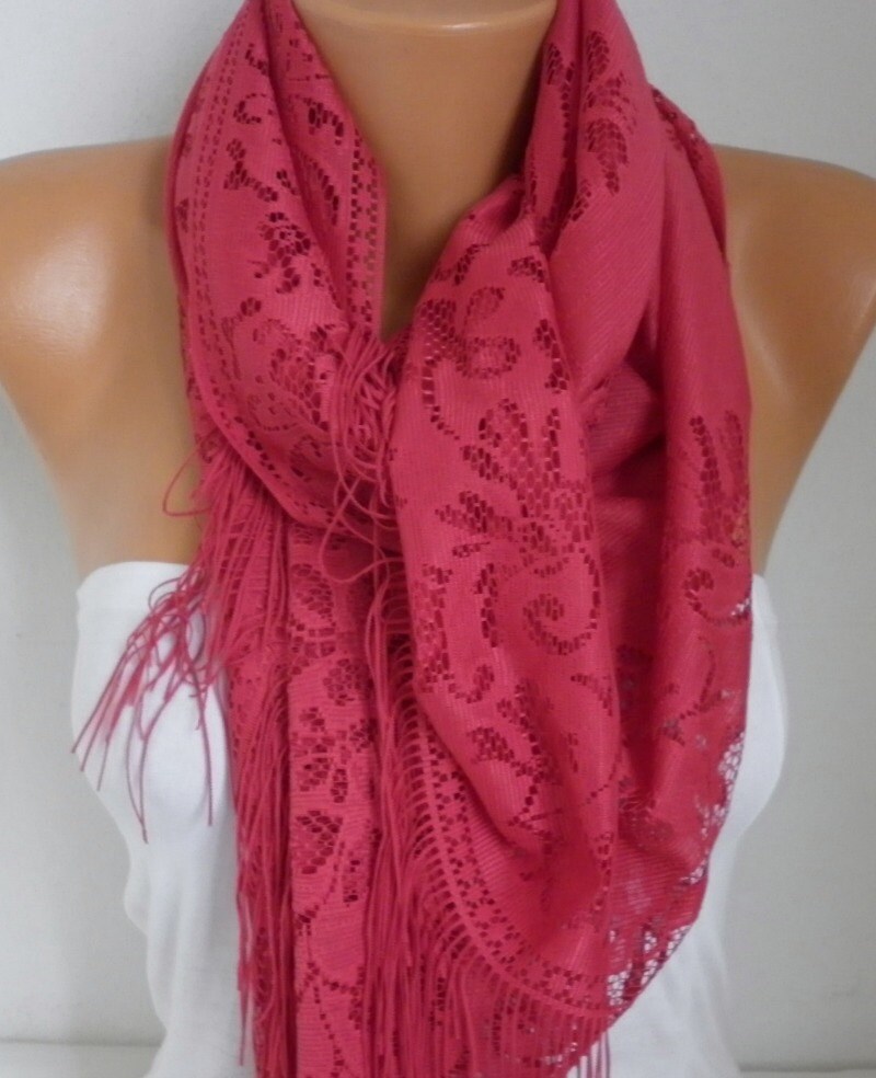 Hot Pink Tulle Scarf Wedding Scarf Teacher Gift Cowl