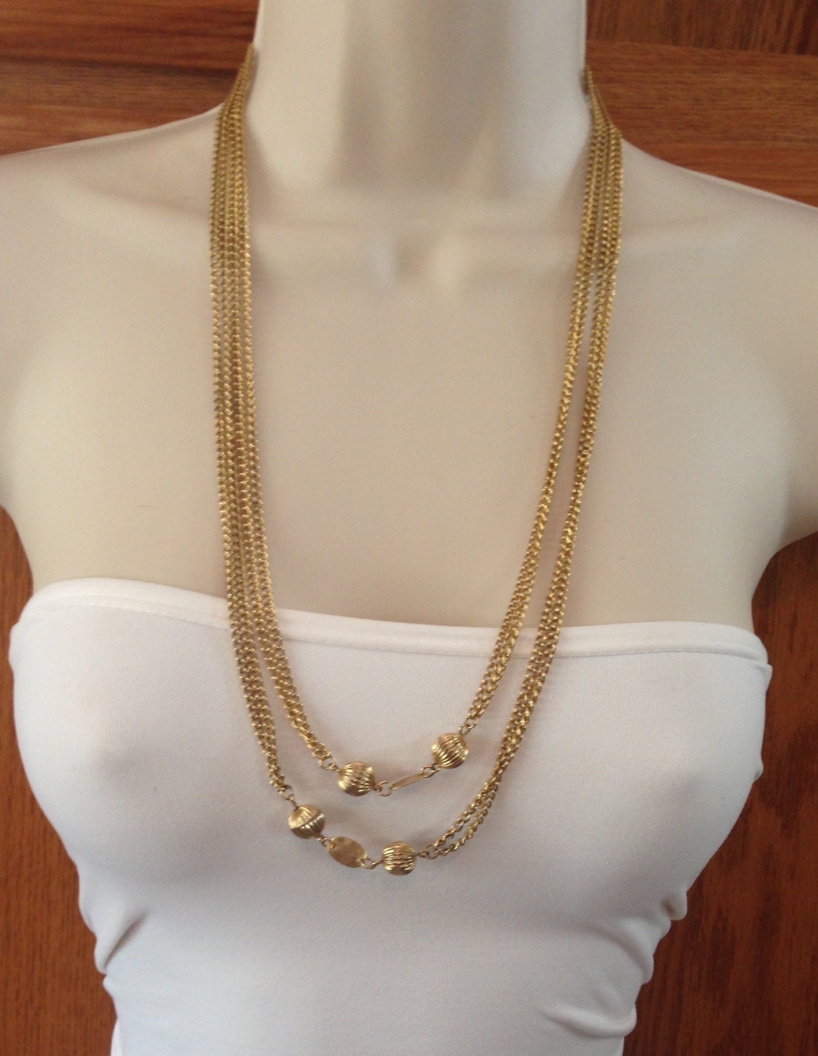 Vintage Extra Long Gold Chain Necklace 54.75 Inches Long with