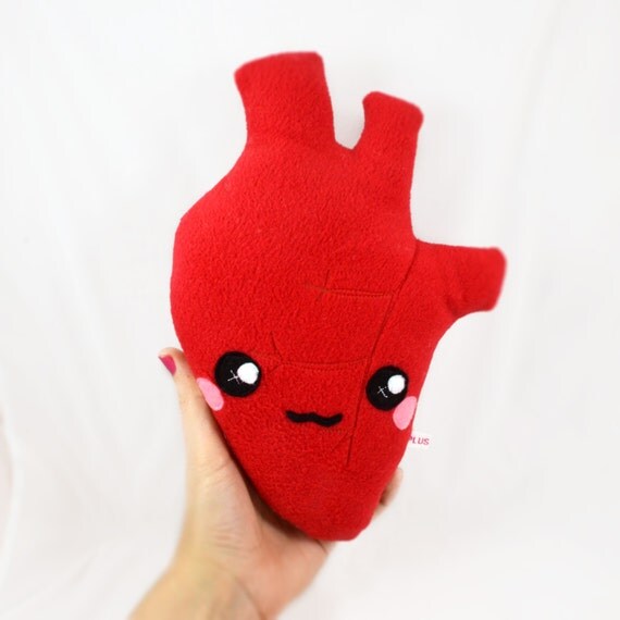 Anatomically correct heart plush toy by Plusheez on Etsy