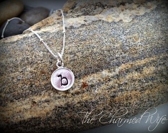 Tiny Initial Necklace - Sterling Silver Saturn Chain - Hand Stamped Jewelry - Custom Necklace - The Charmed Wife - Initial Jewelry -