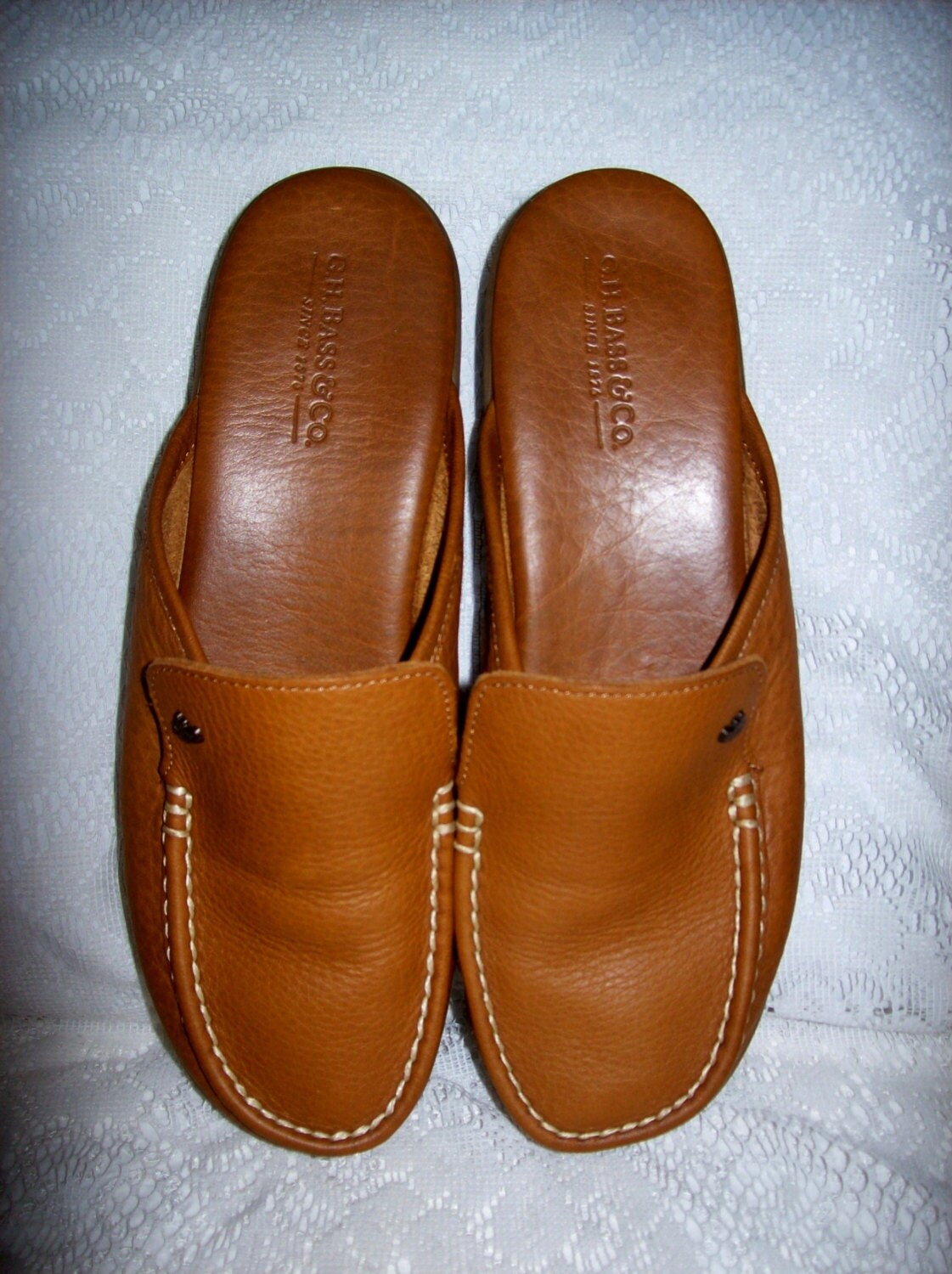 Vintage Ladies Brown Leather Mules Clogs by G. H. Bass & Co