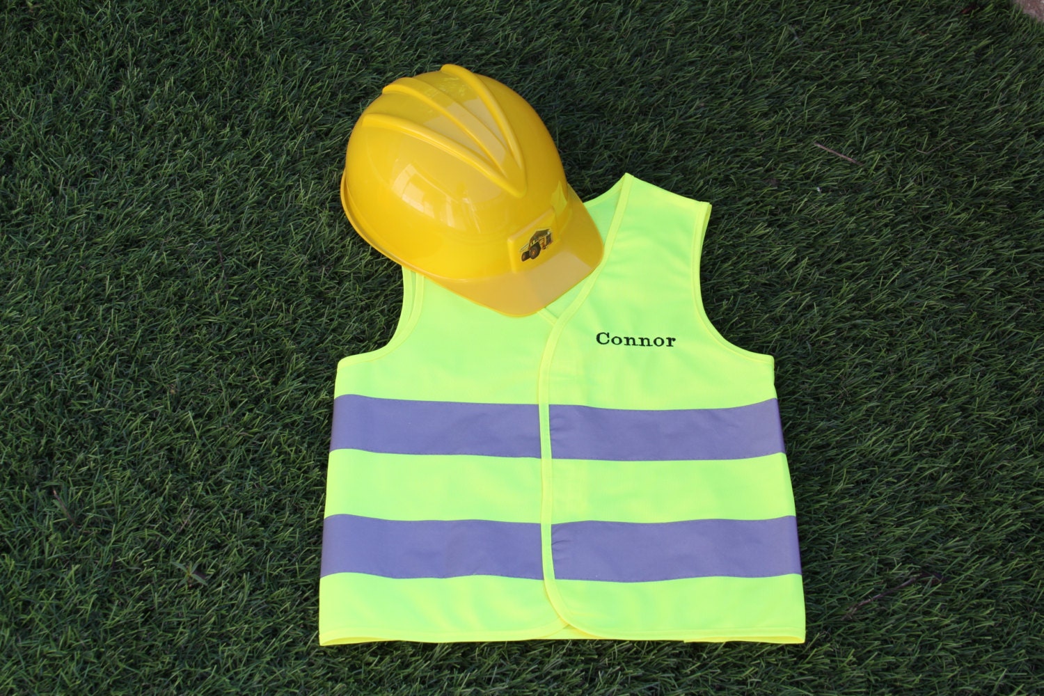 Personalized Children's Construction Vest and Hat Set
