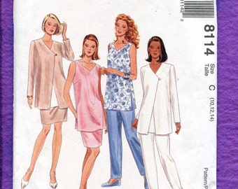 McCalls 8114 Stunning Tunics Jacket Skirt & Pants for Summer Wardrobe Size 10..12..14 UNCUT