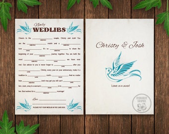 Wedding Mad Lib Card Printable, Wedlibs, Blue Bird Wedding, Guest Book Alternate, Reception Game, Welcome Bag Stuffer, Wedding Favor