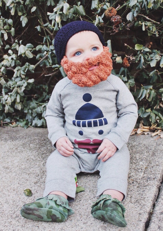 Crocheted Lumberjack Beard Baby Infant Toddler Child Hat in ANY COLOR