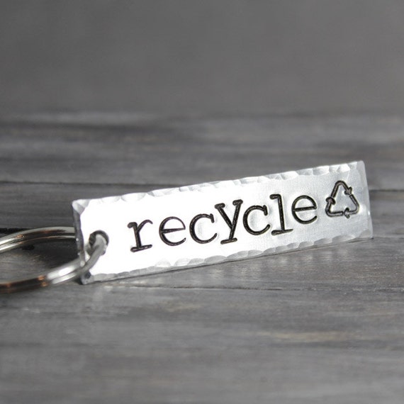 Recycle Key Chain Recycle Key Ring Earth Day by PureImpressions
