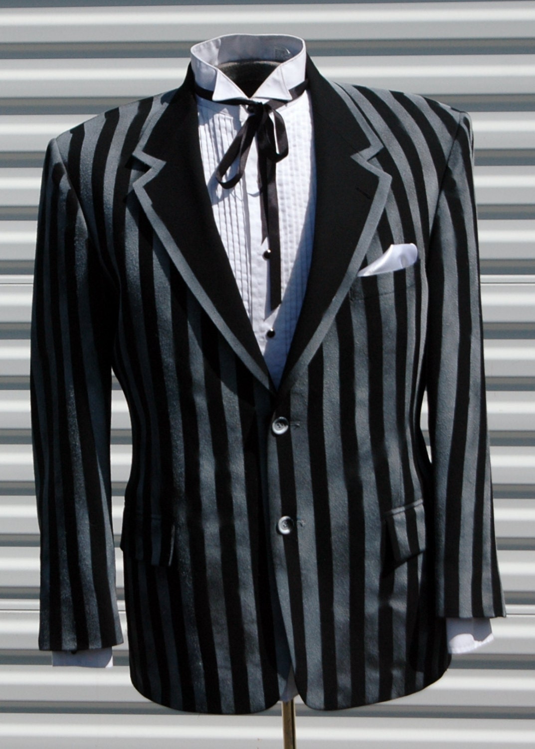 40S Mens Black and White Striped Jacket Mr. by OLearStudios