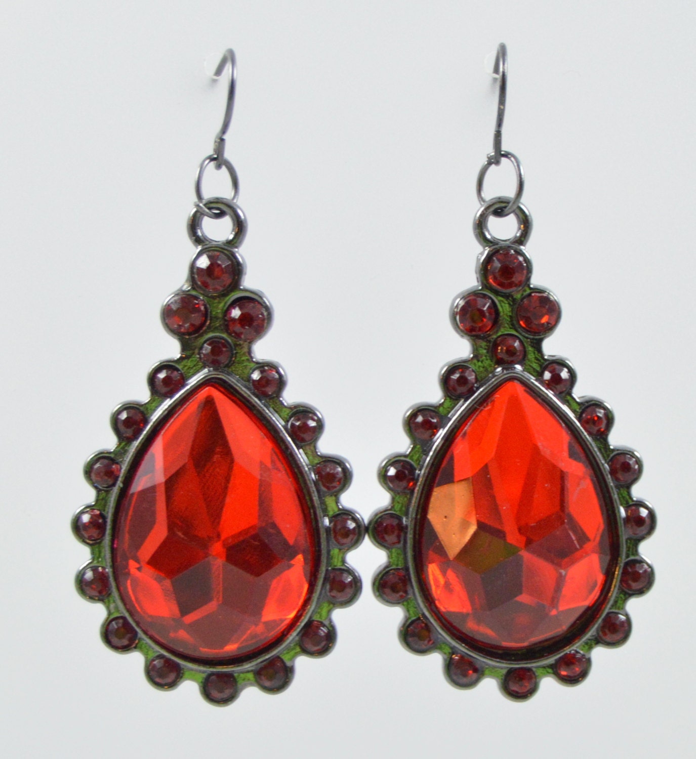 Red Dangle Earrings Perfect for the Holidays by HoJoJewelry