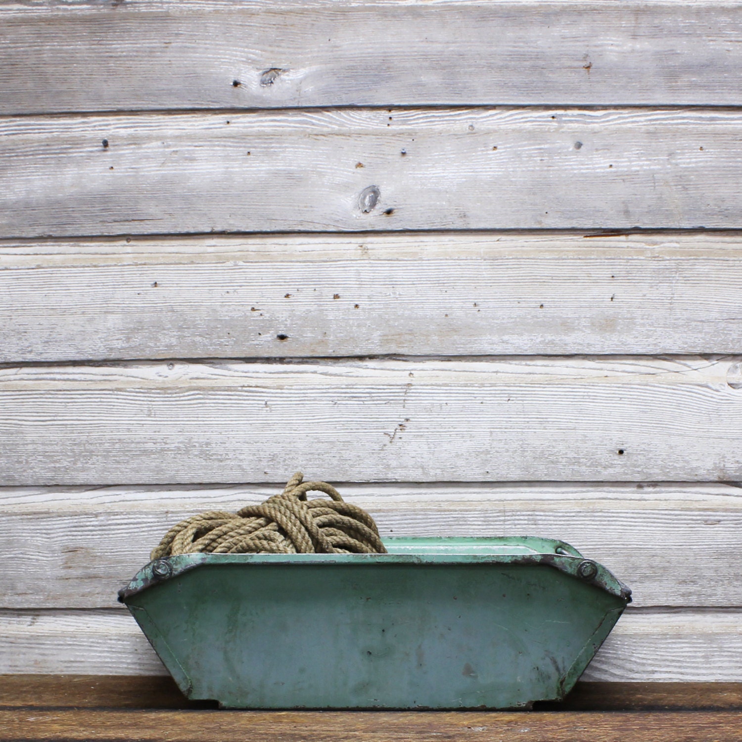 Industrial Mint Green Storage—Industrial Storage Bin With Handles