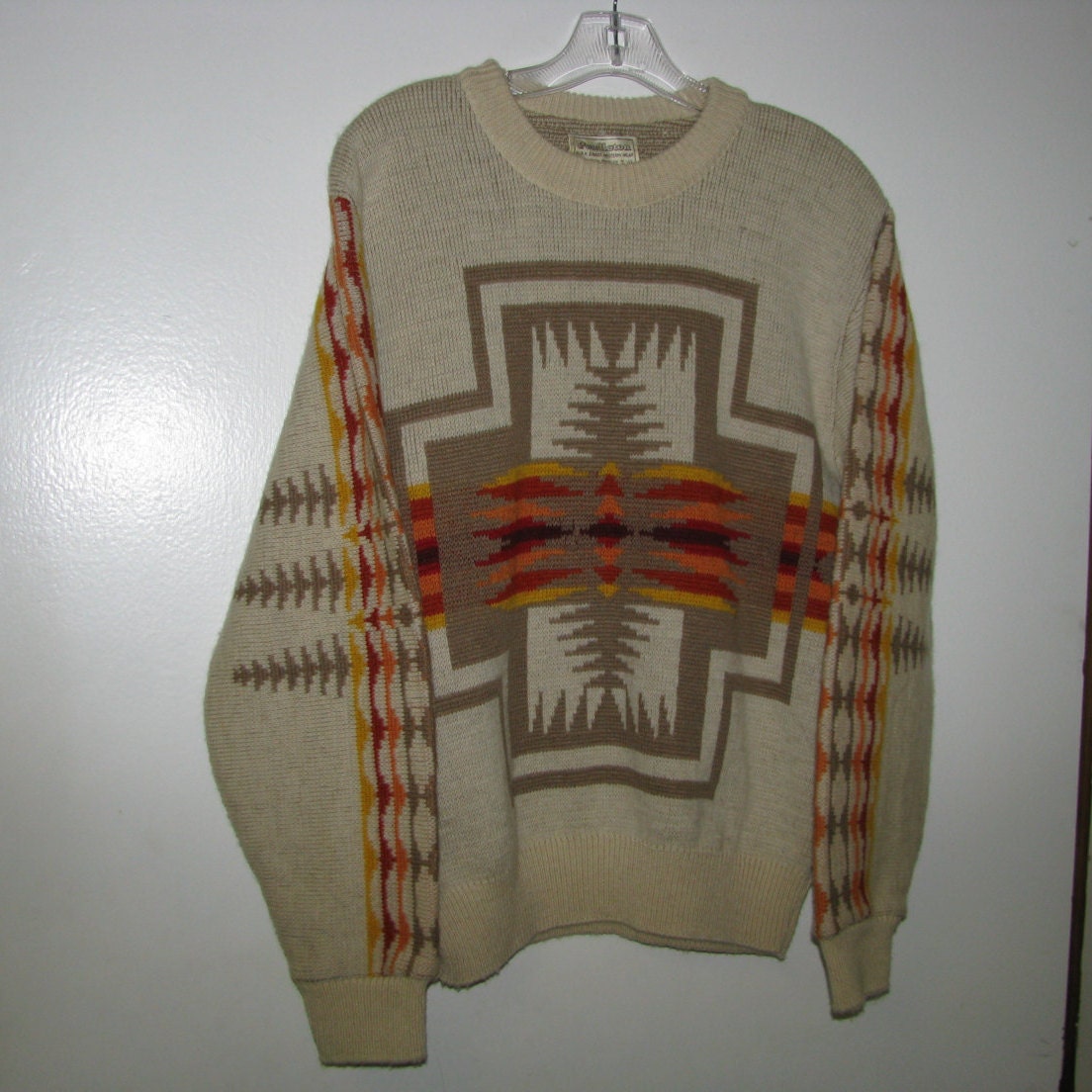 High Grade PENDLETON Wool Sweater 70s Navajo Native Aztec KNIT