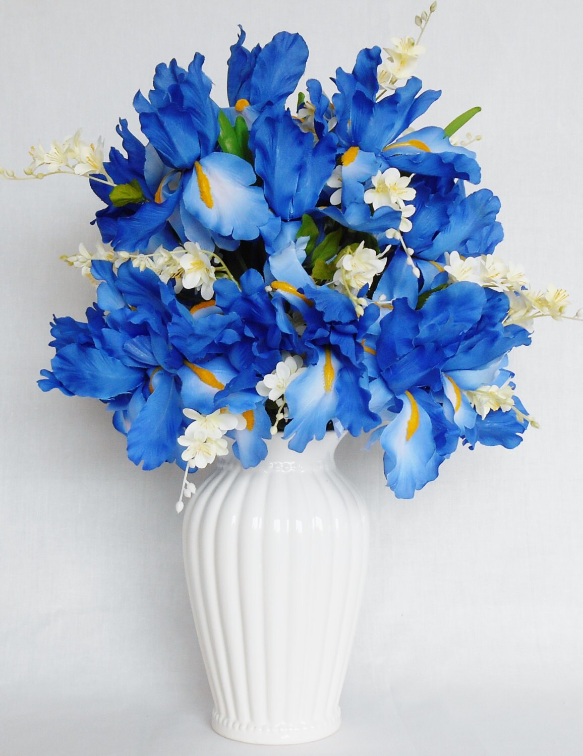 Artificial Flower Arrangement Two Tone Blue Iris White