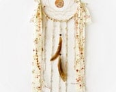 Bohemian dream catcher, rust, brown, cream, crochet, lace dreamcatcher, doily, wall hanging, long, large dreamcatcher, shabby chic decor